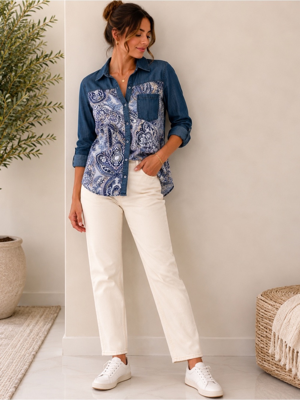 Chico’s Women’s denim blouse
